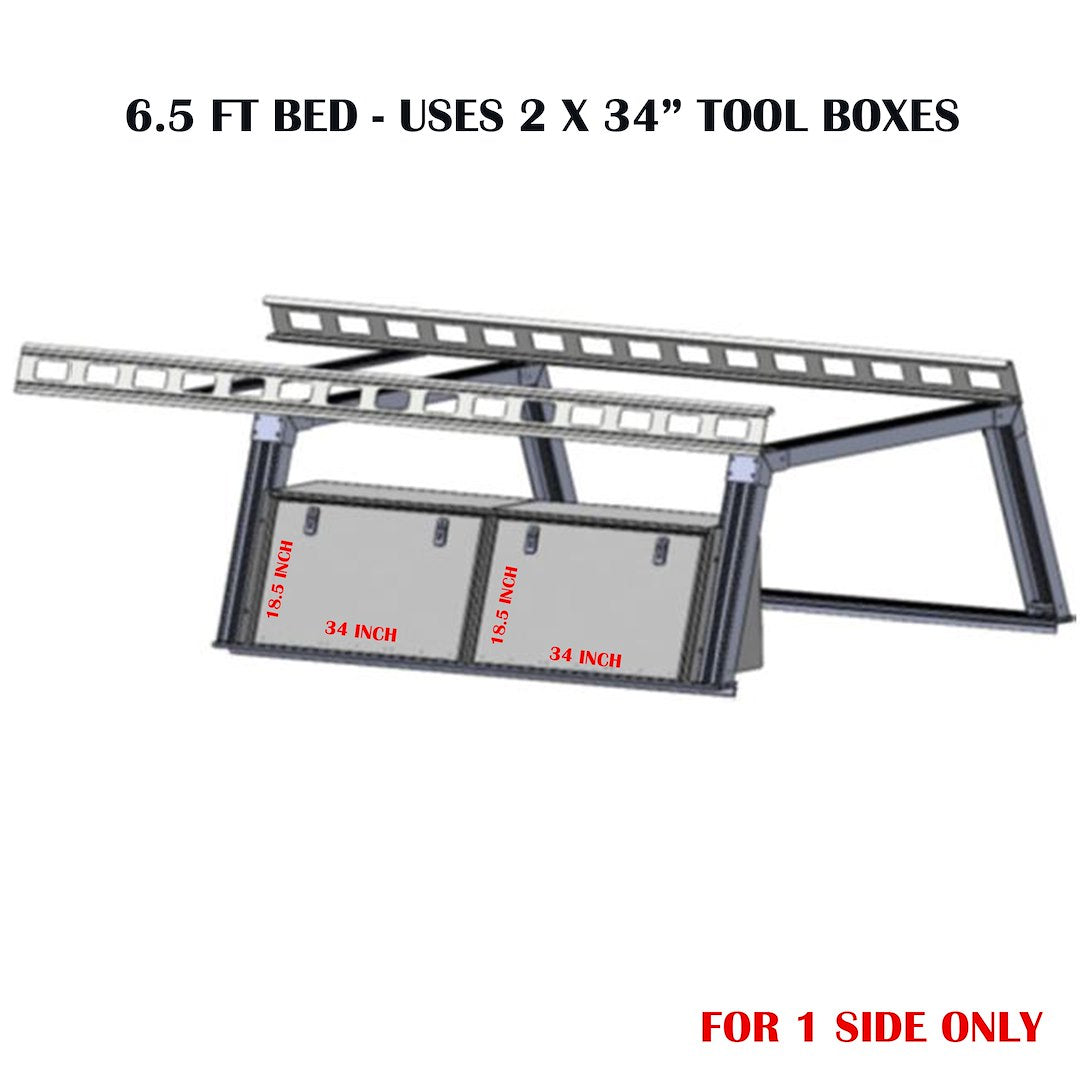 Black Horse No Drilling Required Ladder Rack CSFRHD65BTX1 - Base K2 Over Cab Tool Box
