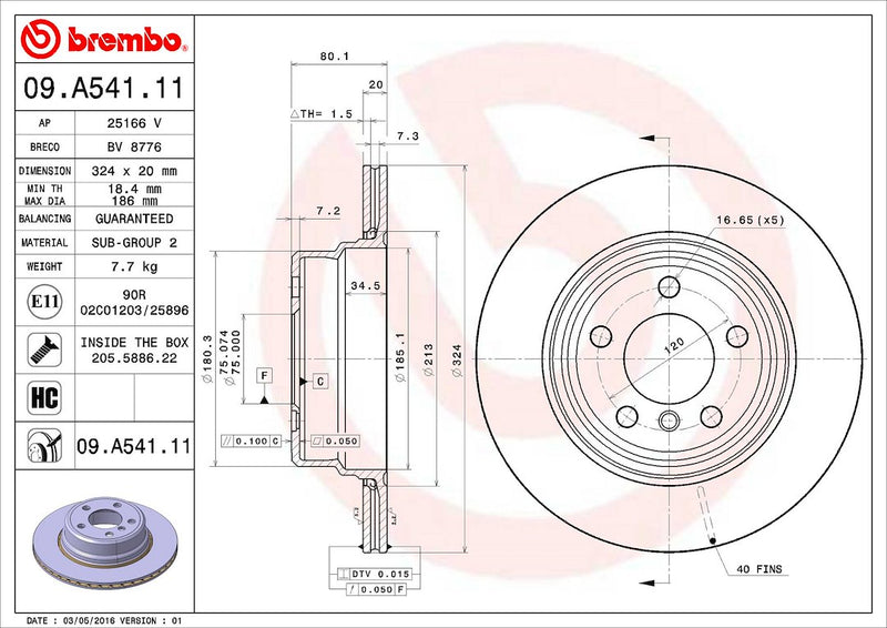 Brembo Components Not Hazardous To Health Brake Rotor 09A54111C02 - Disc