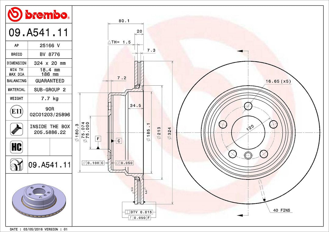 Brembo Components Not Hazardous To Health Brake Rotor 09A54111C02 - Disc