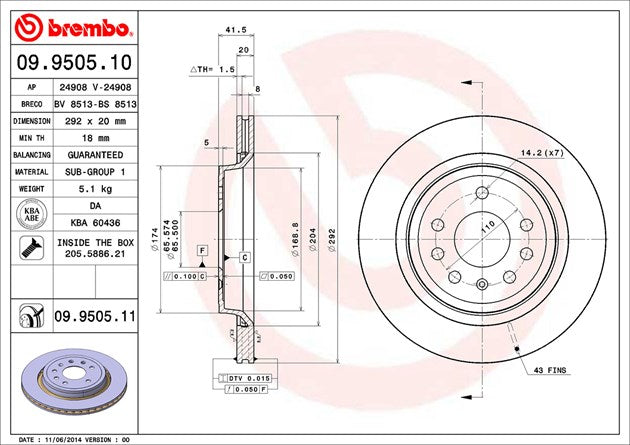 Brembo 09950511C02 Brake Rotor