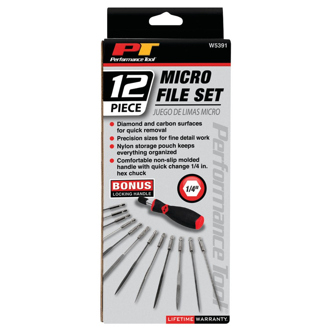 Perform Tool Limited Lifetime Warranty Metal File W5391 - 12PC Micro Set
