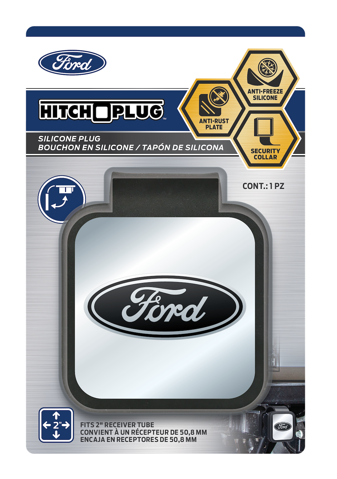 Plasticolor Universal Fit Trailer Hitch Cover 002307R01 - Ford Silicone Plug