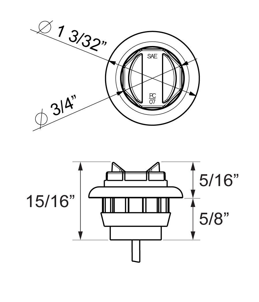Optronics Hard Wired Connection Clearance Light MCL11RKB - Red Led UNI-Light Grommet