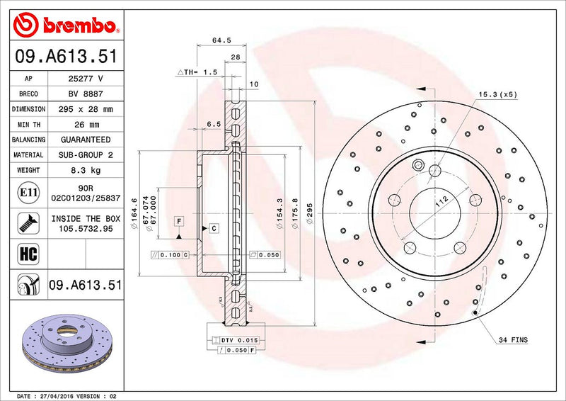 Brembo Components Not Hazardous To Health Brake Rotor 09A61351C02 - Disc