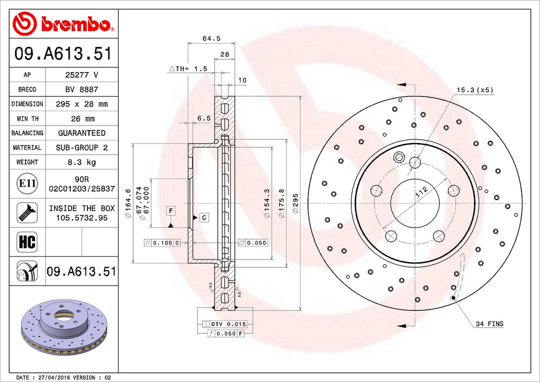 Brembo Components Not Hazardous To Health Brake Rotor 09A61351C02 - Disc