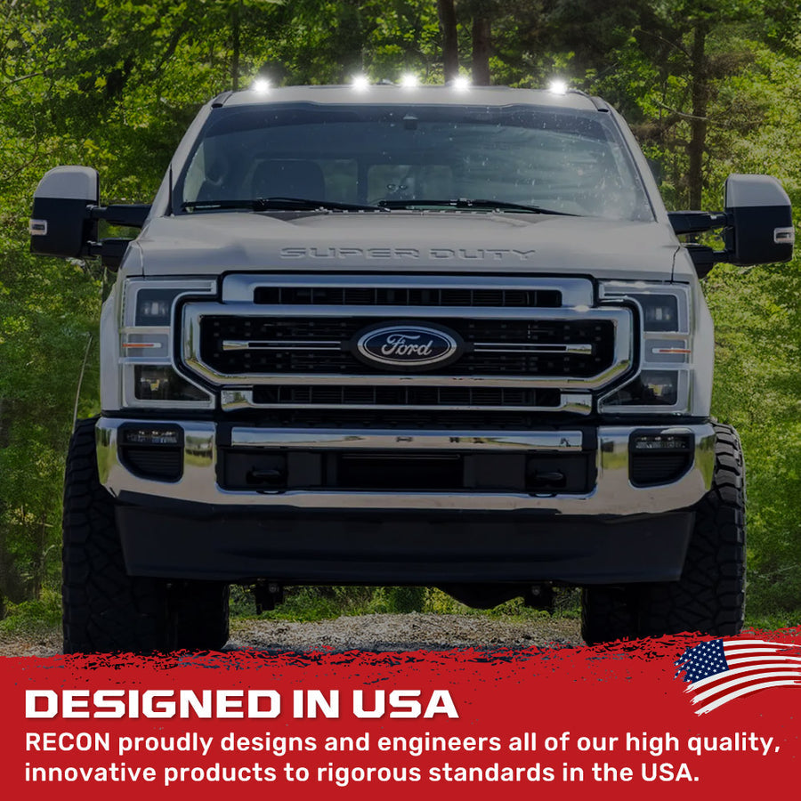 Recon Access SAE And Dot-Compliant Roof Marker Light 264342CLHPWH - Ford 17-23 Superduty 5-Piece Set