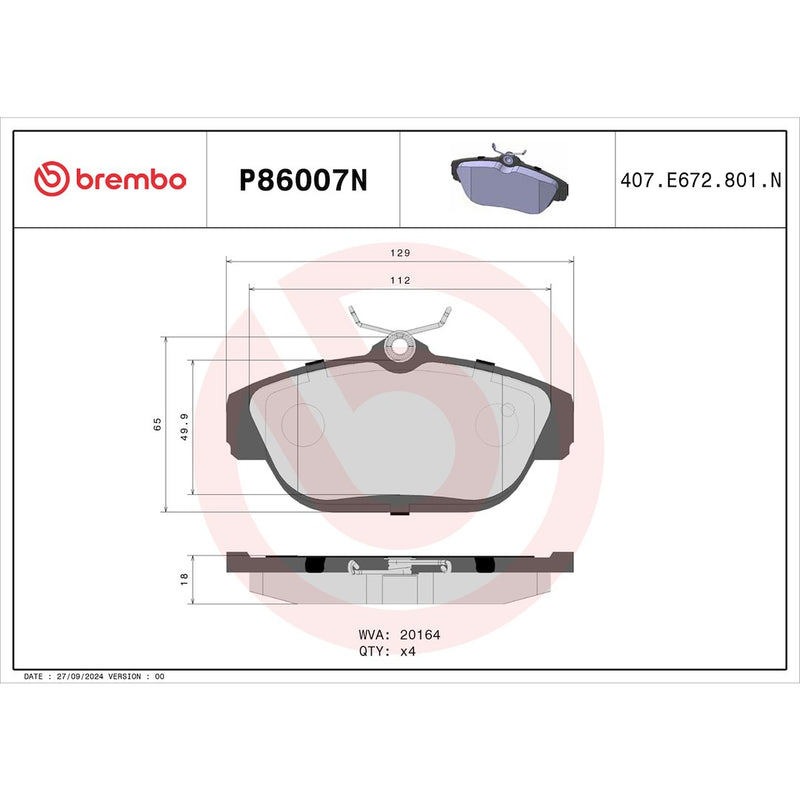 Brembo Premium Low-Met OE Equivalent Pad Brake Pad P86007N - Disc Set