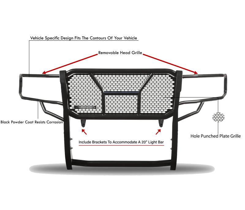 Black Horse Patent Approved Grille Guard RU-Totu22-B - Rugged Heavy Duty