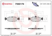 Brembo Premium Low-Met OE Equivalent Pad Brake Pad P36017N - Disc Set
