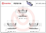 Brembo Premium Low-Met OE Equivalent Pad Brake Pad P37011N - Disc Set