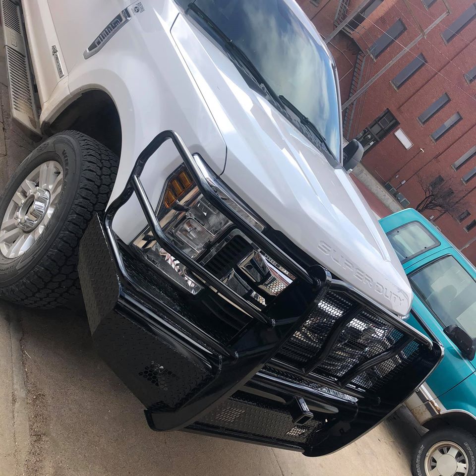 Cattleman Two Vertical Center Protection Bars Bumper 2367PW - Front Replacement Winch