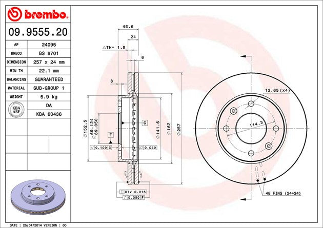Brembo 09955520C02 Brake Rotor