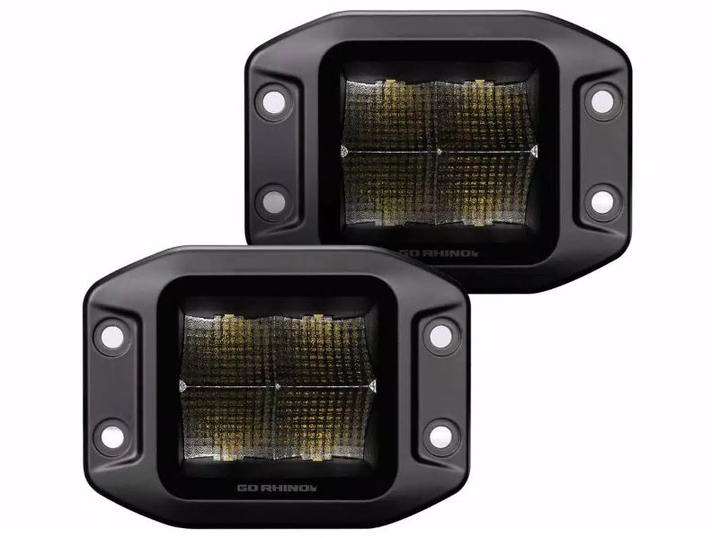 GO Rhino Complete Set Sold In Pairs Driving/ Fog Light 750400321SCF - Blackout Series Lights- Pair 3X3