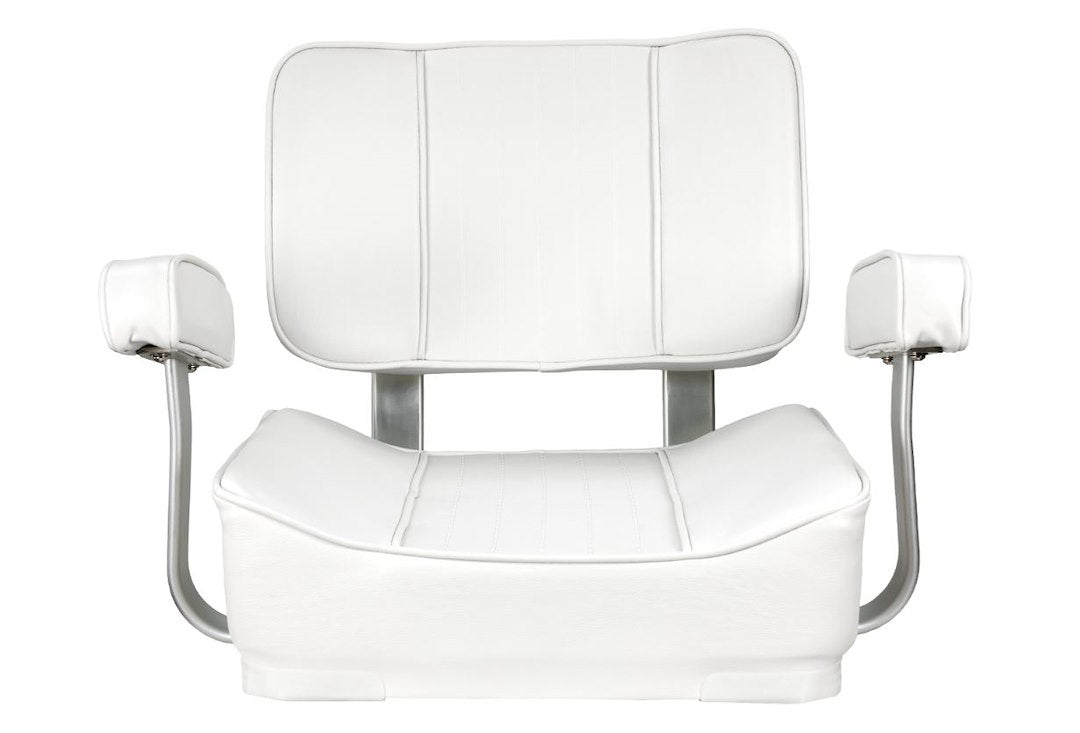 Springfield Armrest Supports And Cushions Boat Seat 1040002 - White Deluxe Captain Chair-White