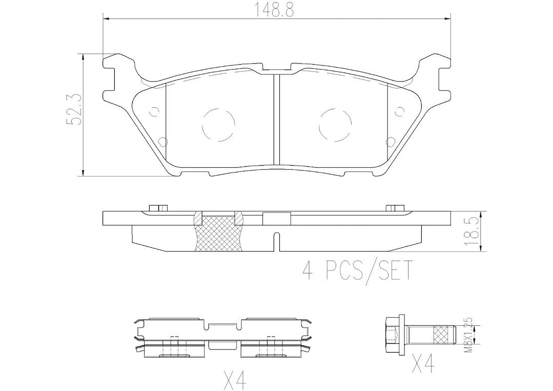 Brembo Premium Low-Met OE Equivalent Pad Brake Pad P24200
