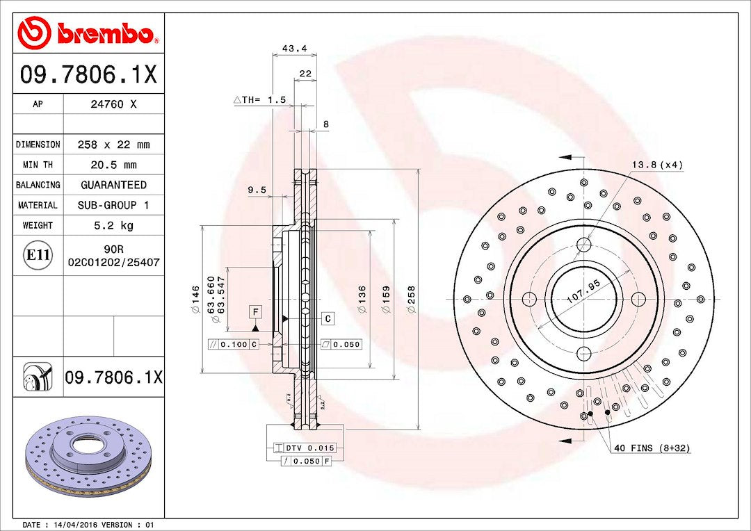 Brembo 0978061XC02 Brake Rotor