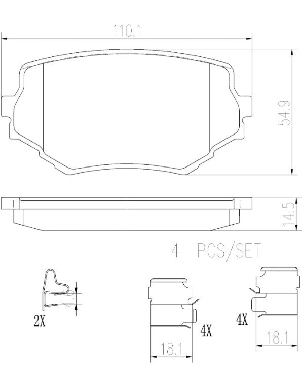 Brembo Premium Low-Met OE Equivalent Pad Brake Pad P79009N - Disc Set