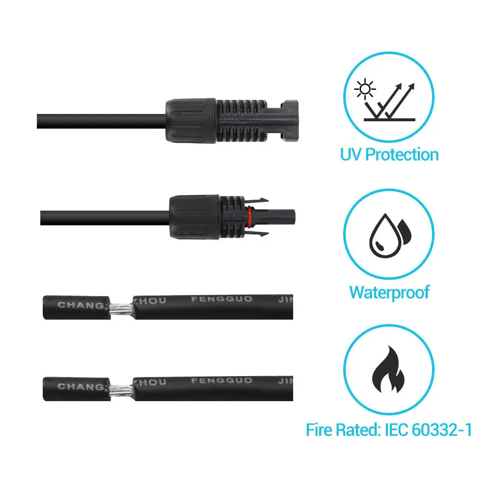 Renogy Weatherproof Insulated Wiring Solar Panel Cable RNG-AK-10FT-10-G1-US - 10FT 10AWG Adaptor Kit
