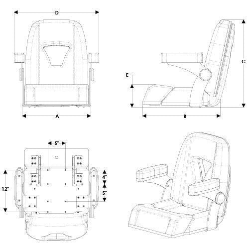 Taco Metals Flexible Contemporary Design Boat Seat HA4-25WHA-7-0000-0-0 - Boca Sport Chair 25