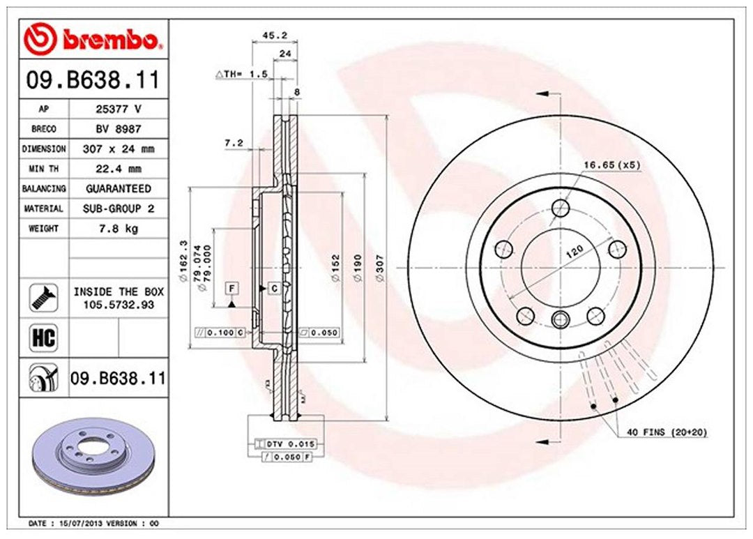 Brembo Components Not Hazardous To Health Brake Rotor 09B63811C02 - Disc