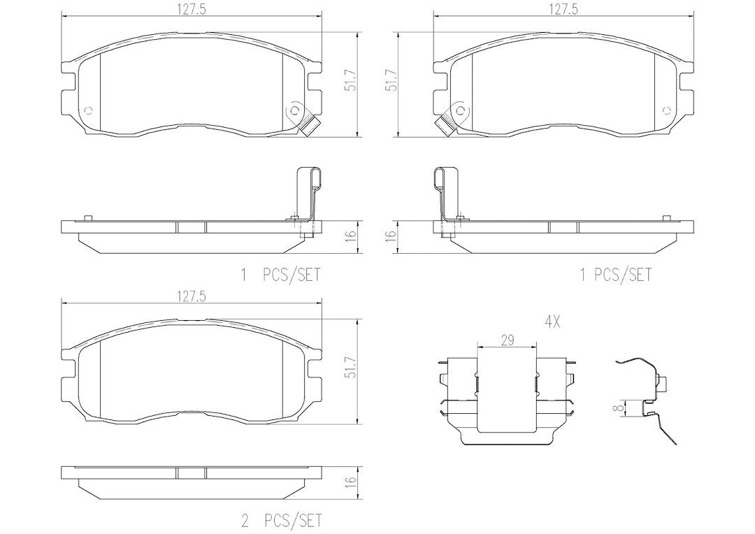 Brembo Premium Low-Met OE Equivalent Pad Brake Pad P54014N - Disc Set