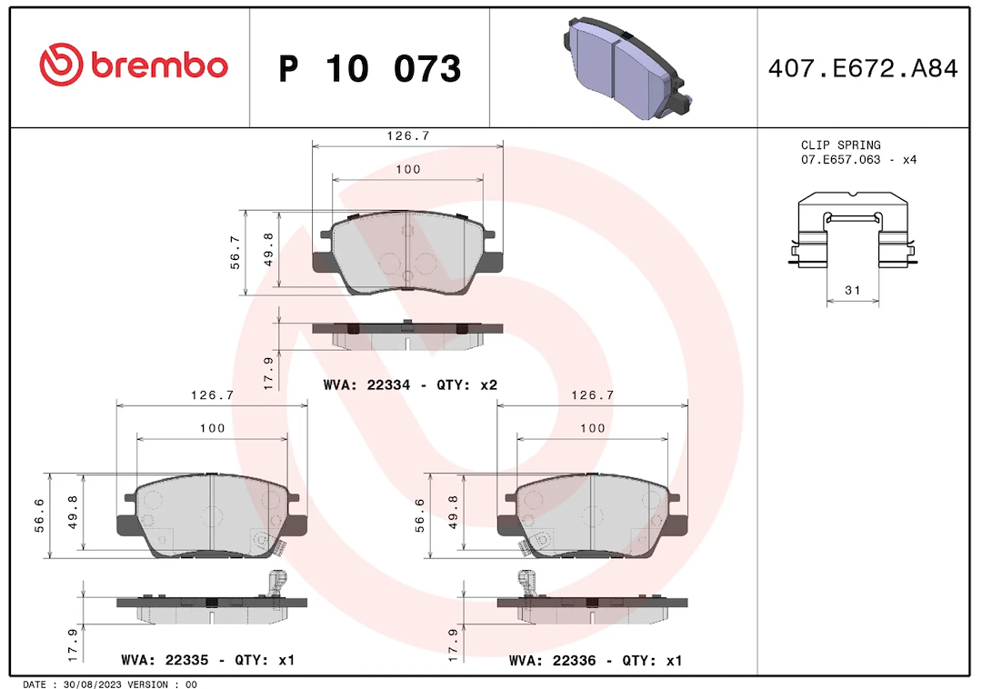 Brembo Premium Low-Met OE Equivalent Pad Brake Pad P10073