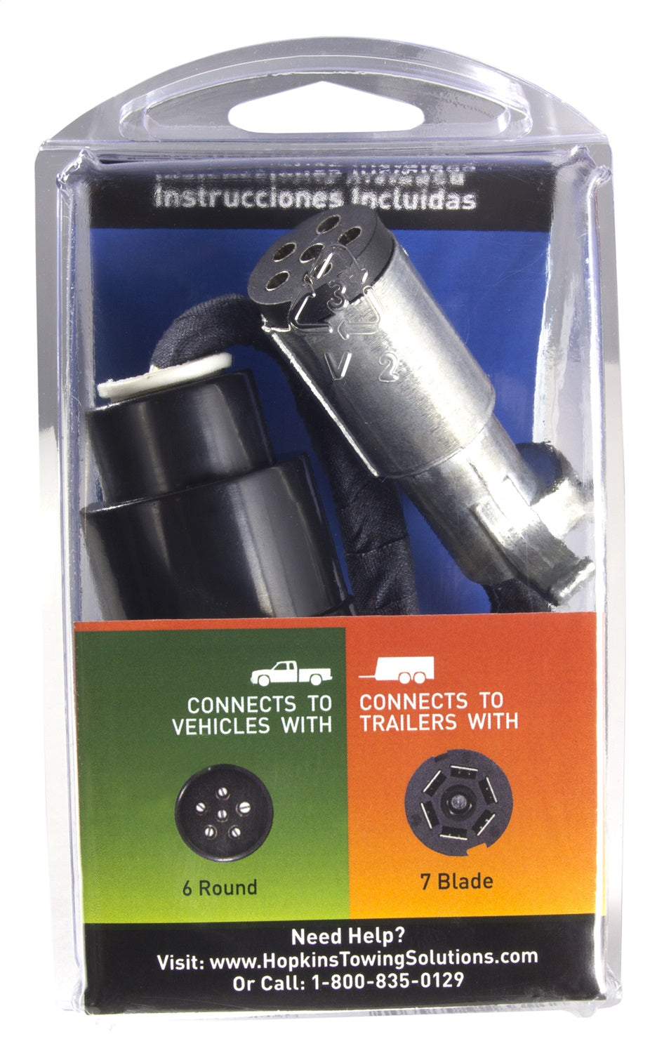 Hopkins Features Dust Cover Trailer Wiring Connector Adapter 47435B - Rnd 7RV Adpt Bulk 20