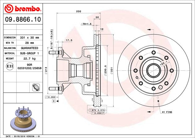 Brembo 09886610C02 Brake Rotor