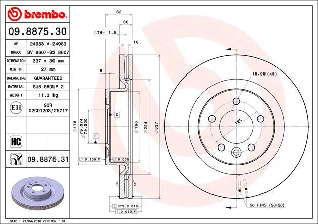 Brembo 09887531C02 Brake Rotor