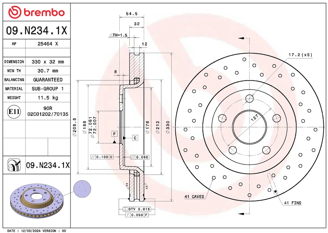 Brembo 09N2341XC02 Brake Rotor