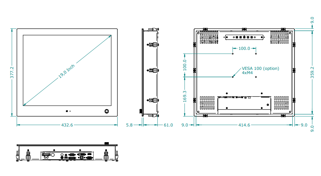 Seatronx Wide Dimming Range Monitor PHT-19 - 19 Interior Touch DC