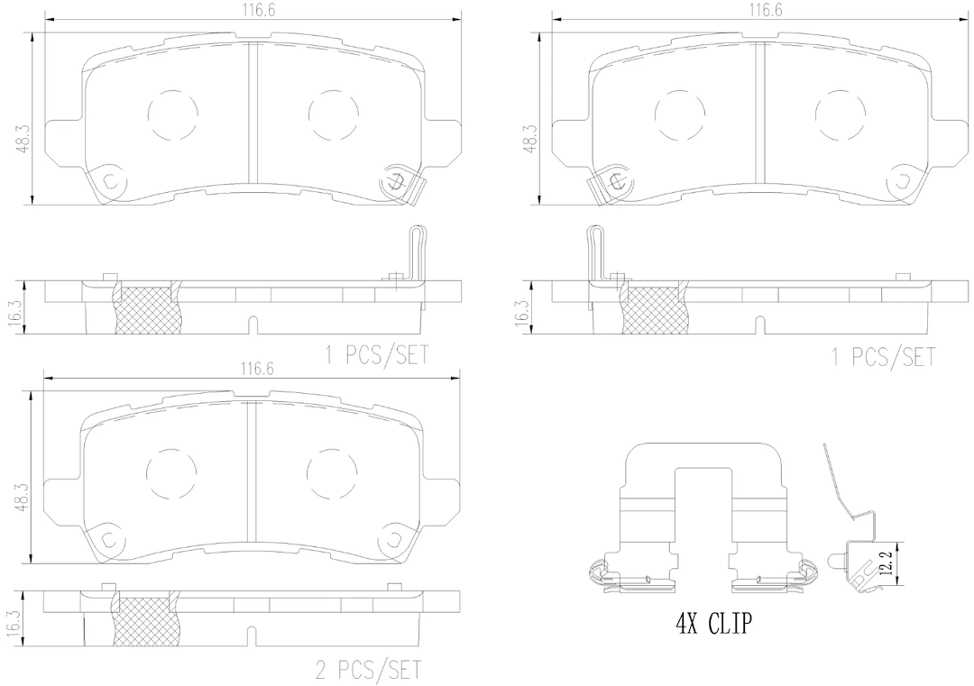 Brembo Premium Low-Met OE Equivalent Pad Brake Pad P28091 - Discbrakepadset Lowmetal