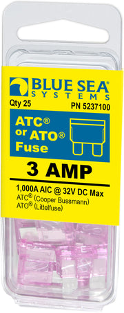 Blue SEA 5237100-BSS - Fuse ATO ATC 3A Pack 25