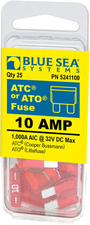 Blue SEA 5241100-BSS - Fuse ATO ATC 10A Pack 25