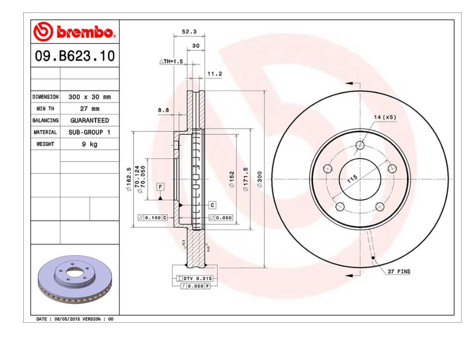 Brembo Components Not Hazardous To Health Brake Rotor 09B62310C02 - Disc