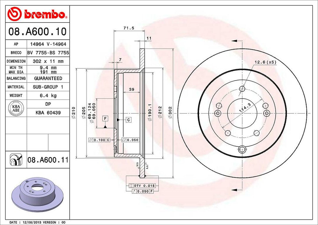 Brembo Components Not Hazardous To Health Brake Rotor 08A60011C02 - Disc