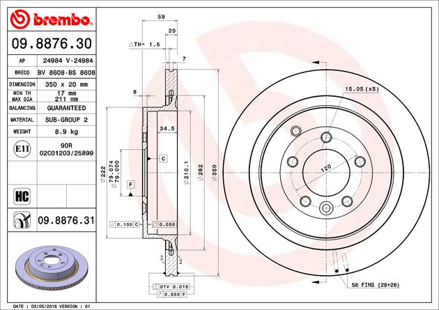 Brembo 09887631C02 Brake Rotor