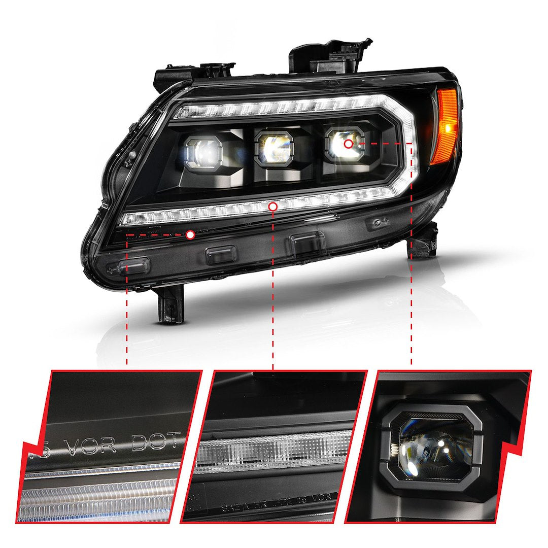 Anzo Simple Plug And Play Installation Headlight Assembly 111634 - Chevy Colorado 15-22 Full Led Proje