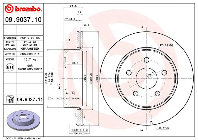 Brembo 09903711C02 Brake Rotor