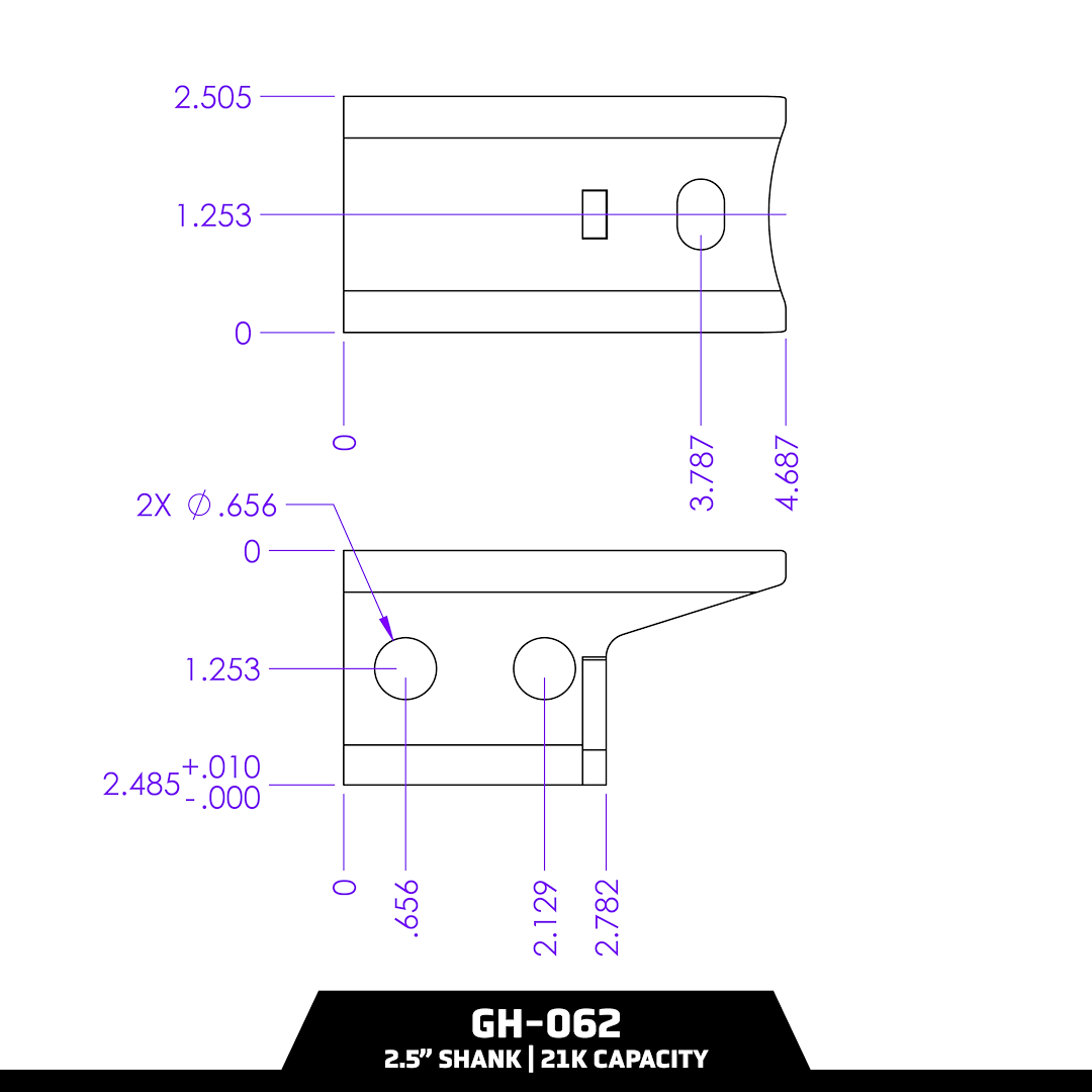 GEN-Y Hitch Built To Last Pintle Hook Hardware GH-062 - 21K Lock 2.5 Shank