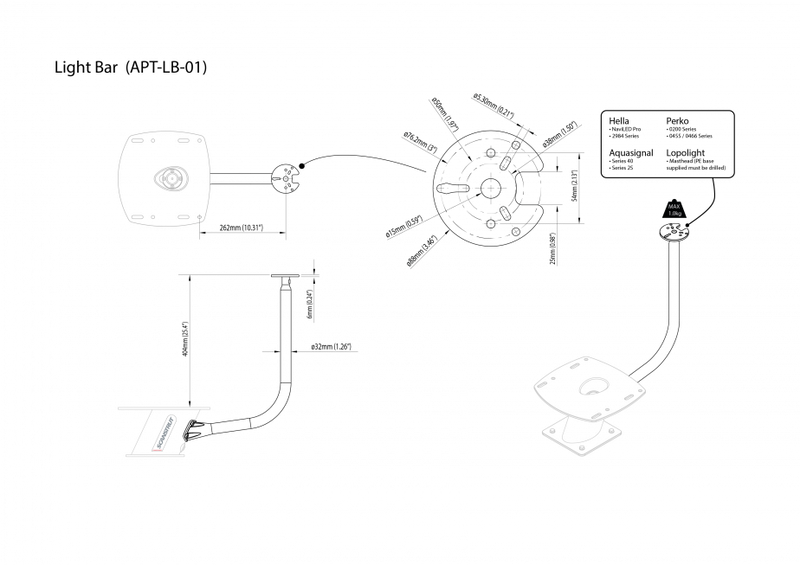 Scanstrut APT-LB-01-Black Navigation Light Mount - Black APT-LB-01-BLK
