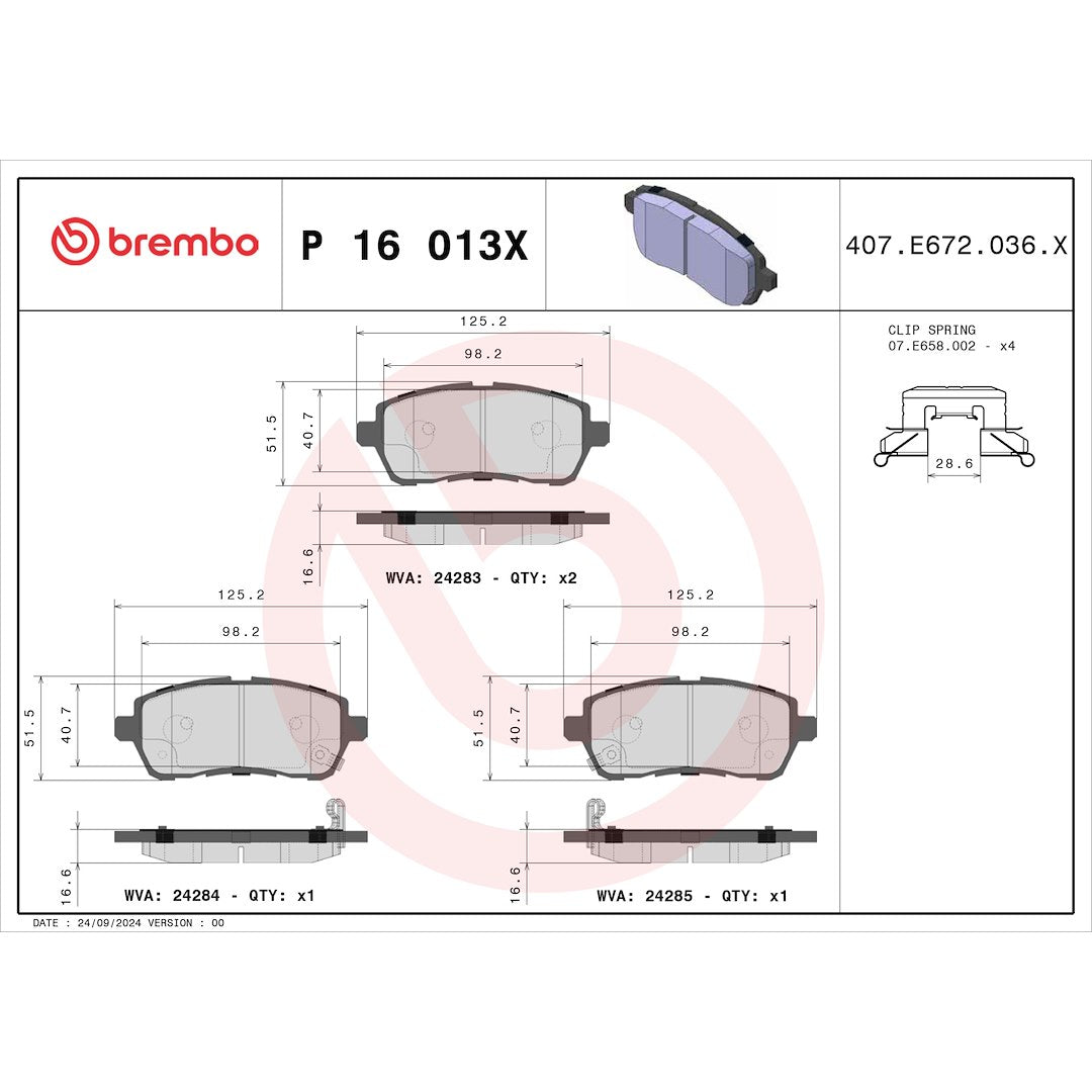 Brembo Premium Low-Met OE Equivalent Pad Brake Pad P16013X