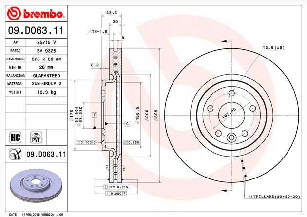 Brembo Components Not Hazardous To Health Brake Rotor 09D06311C02 - Disc