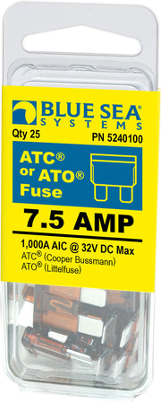 Blue SEA 5240100-BSS - Fuse ATO ATC 7.5A Pack 25