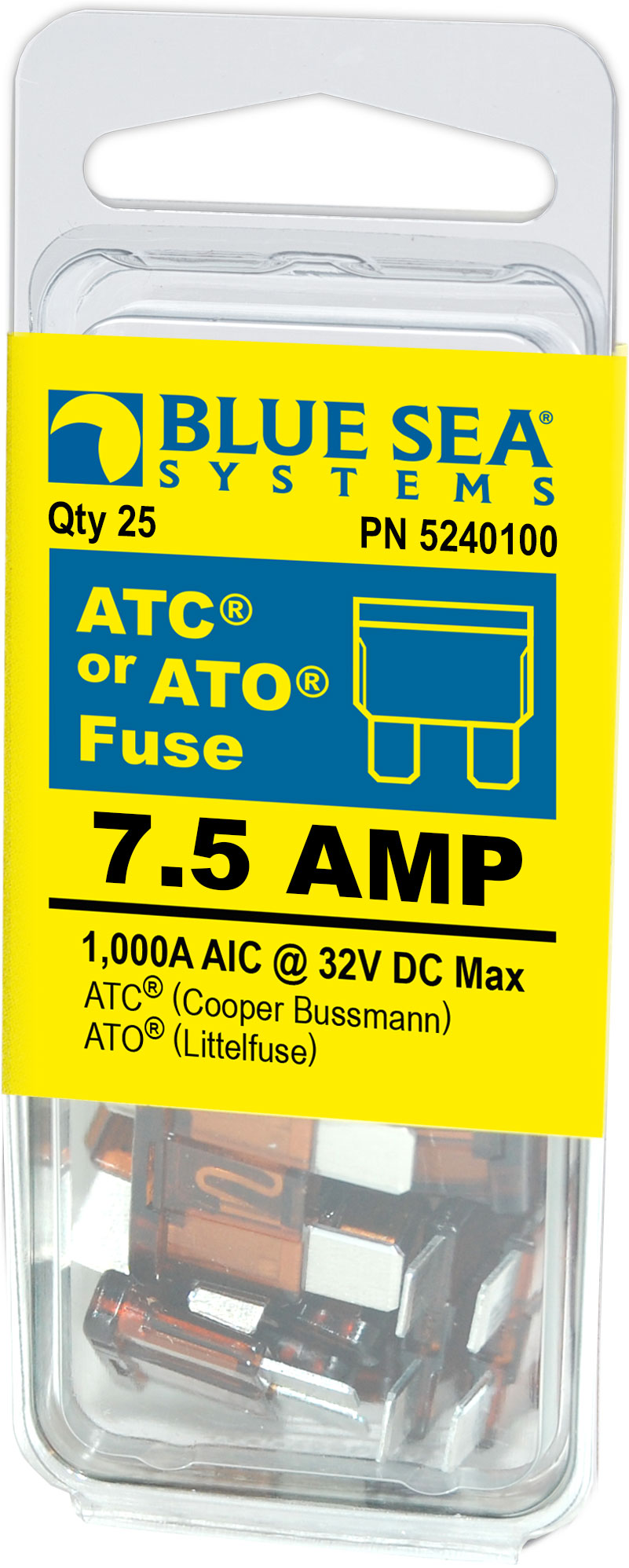 Blue SEA 5240100-BSS - Fuse ATO ATC 7.5A Pack 25