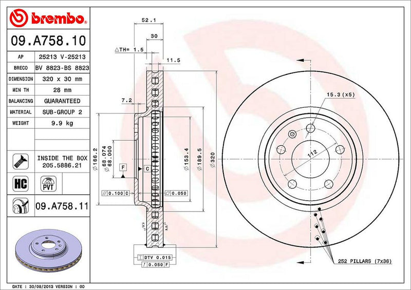 Brembo Components Not Hazardous To Health Brake Rotor 09A75811C02 - Disc