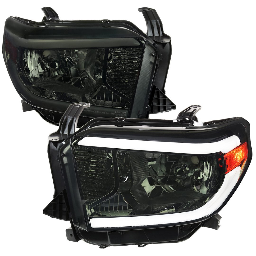Spec-D Tunin Features Fiber Optic LED Bars Headlight Assembly 2LH-TUN14G-G3-GO - Chrome OE Headlights Bar