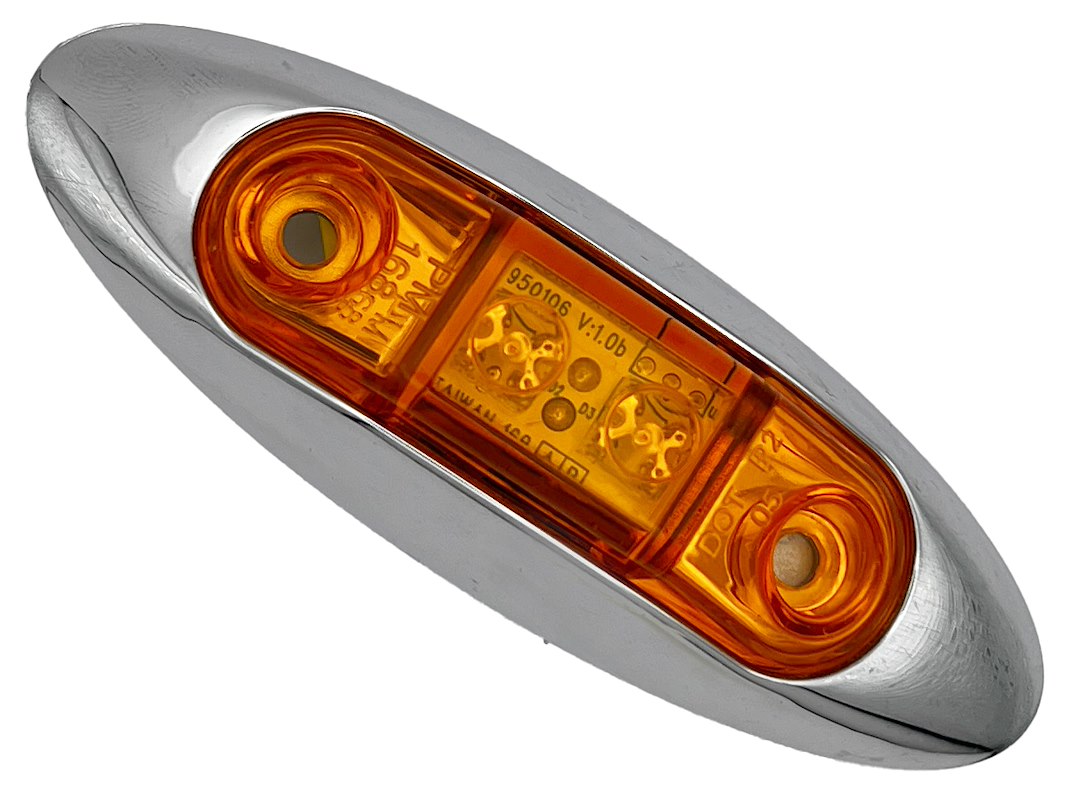 RV Designer Meets DOT Lighting Requirements Trailer Light L931 - Chrome Amber Oblong Bezel Led MA