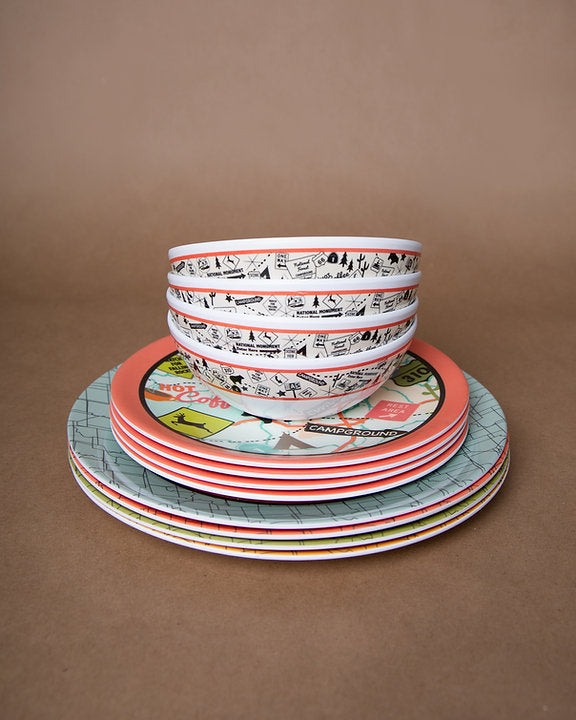 Camp Casual Dinnerware: Melamine Plates & Bowls Set - 12-Piece Dish Set for Indoor & Outdoor Dining - BPA Free, Top Shelf Dishwasher Suitable Dinnerware Set - Sturdy Melamine Dinnerware Sets - Camping Dishes by Camp Casual