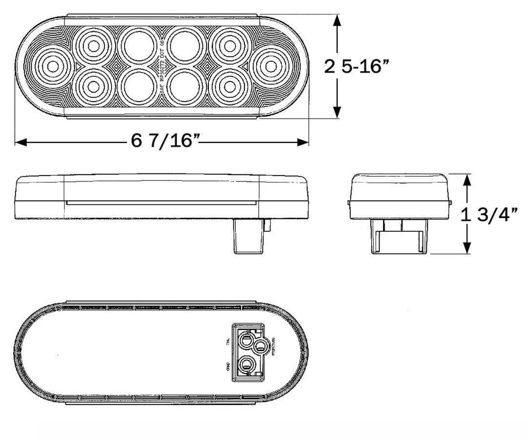Optronics Grommet Mount Design Trailer Light STL72RB - Led Tail 10D